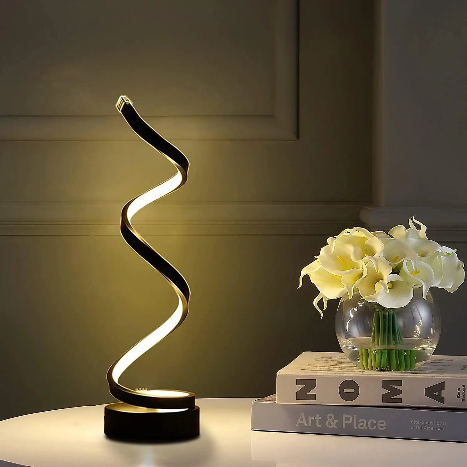 Lámpara de Mesa LED Espiral Minimalista | Brillo Ajustable