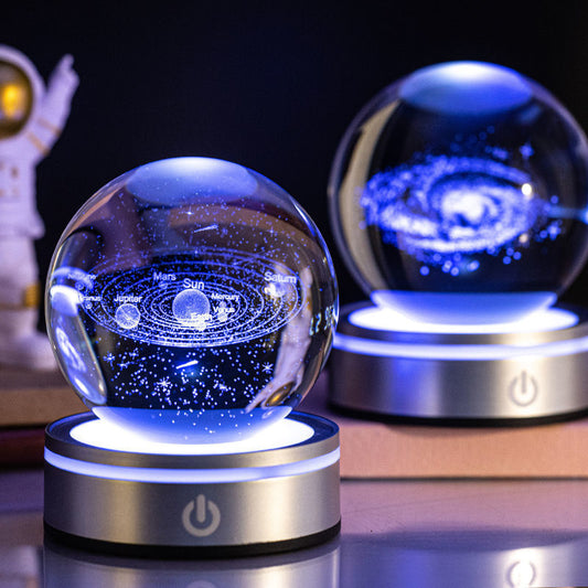 Lámpara Velador Esfera De Cristal 3D Universo Luz LED Gradiente