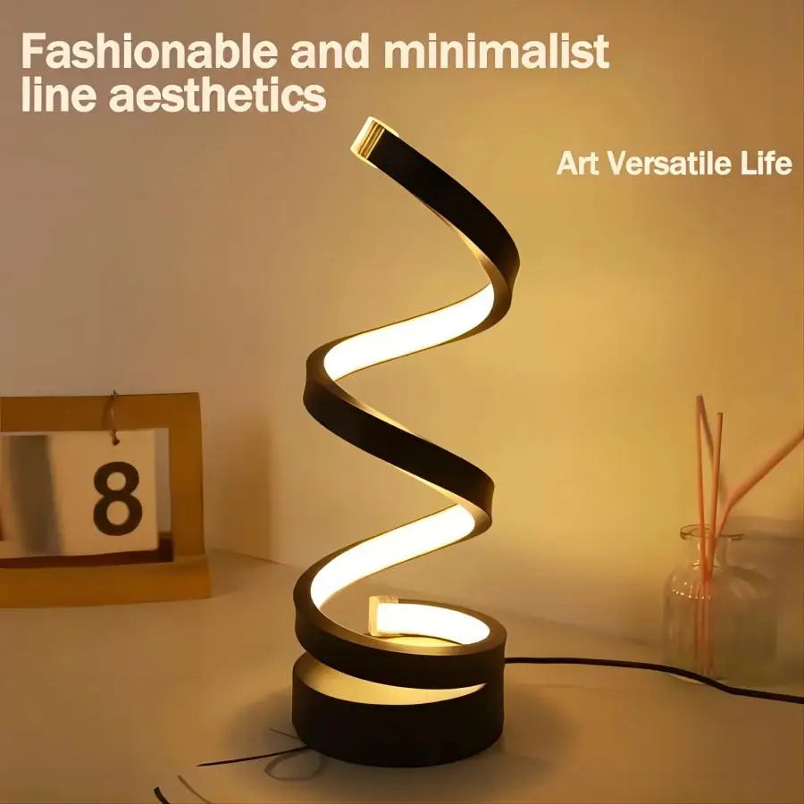 Lámpara de Mesa LED Espiral Minimalista | Brillo Ajustable