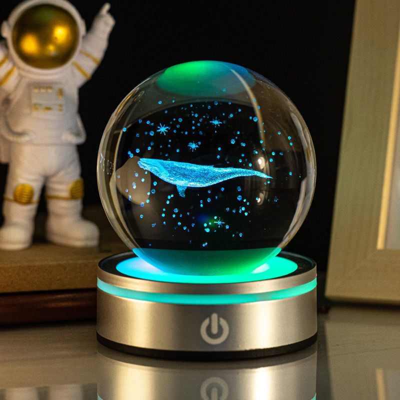 Lámpara Velador Esfera De Cristal 3D Universo Luz LED Gradiente