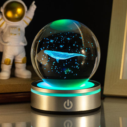 Lámpara Velador Esfera De Cristal 3D Universo Luz LED Gradiente