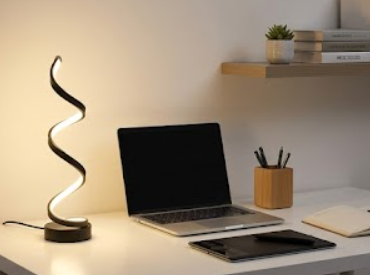 Lámpara de Mesa LED Espiral Minimalista | Brillo Ajustable
