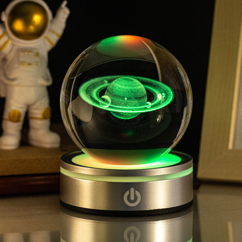 Lámpara Velador Esfera De Cristal 3D Universo Luz LED Gradiente