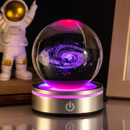 Lámpara Velador Esfera De Cristal 3D Universo Luz LED Gradiente