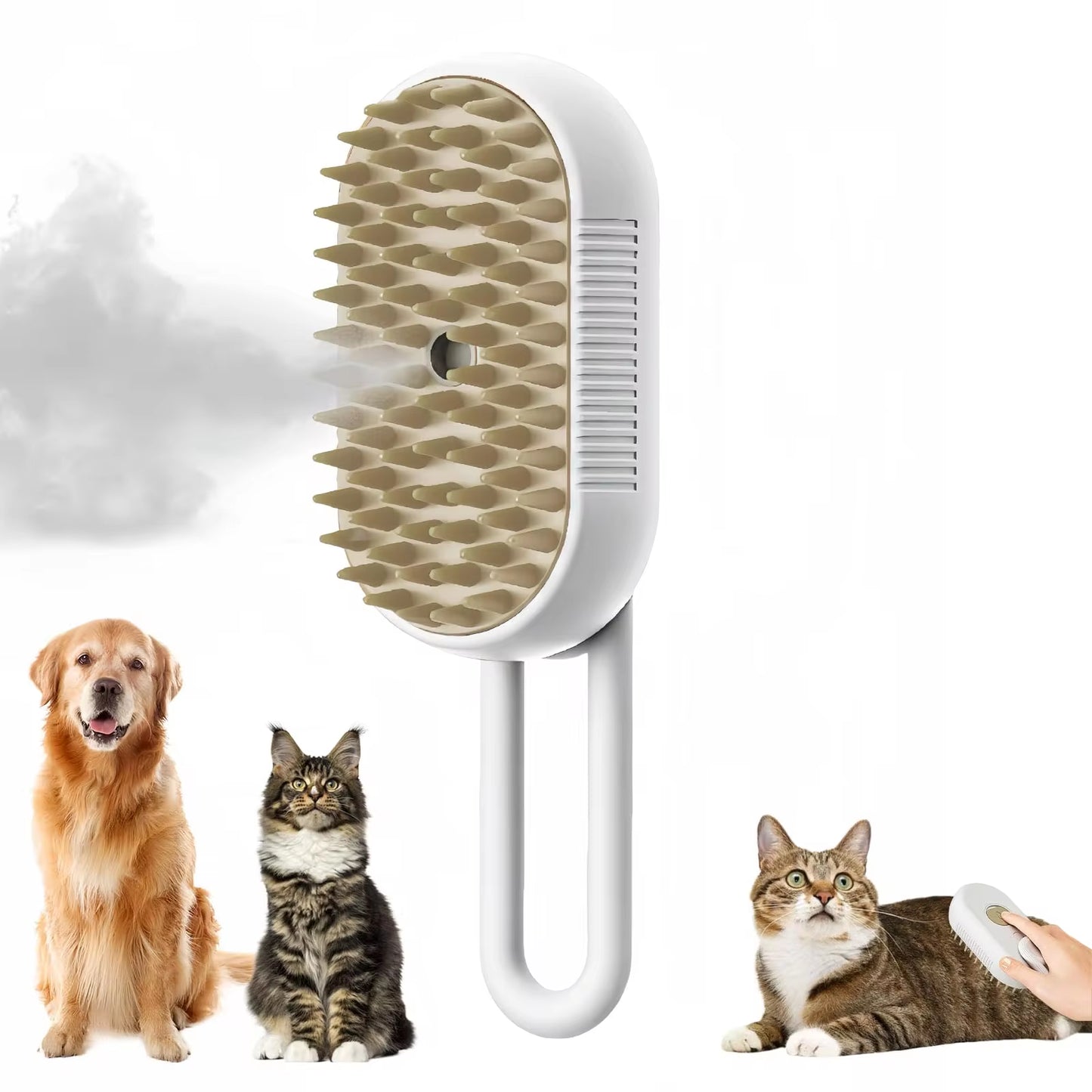 Cepillo Vaporizador 3 En 1 Para Mascotas | Masajeador Y Quita Pelos Eléctrico