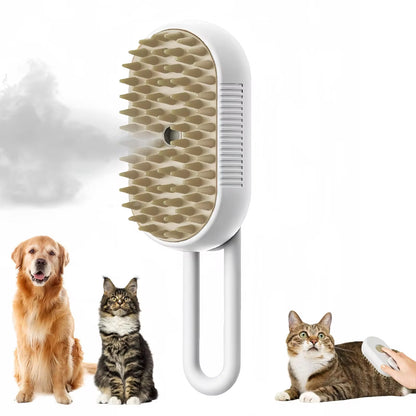Cepillo Vaporizador 3 En 1 Para Mascotas | Masajeador Y Quita Pelos Eléctrico