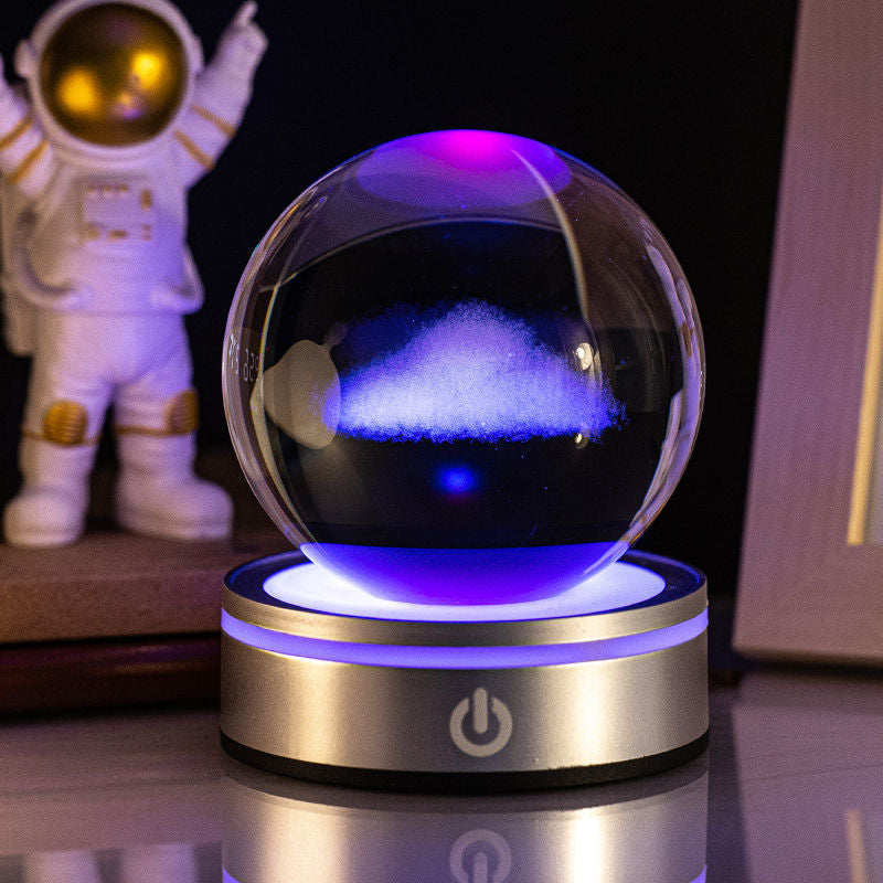 Lámpara Velador Esfera De Cristal 3D Universo Luz LED Gradiente