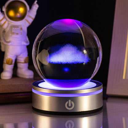 Lámpara Velador Esfera De Cristal 3D Universo Luz LED Gradiente