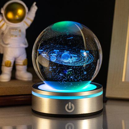 Lámpara Velador Esfera De Cristal 3D Universo Luz LED Gradiente