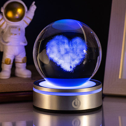 Lámpara Velador Esfera De Cristal 3D Universo Luz LED Gradiente