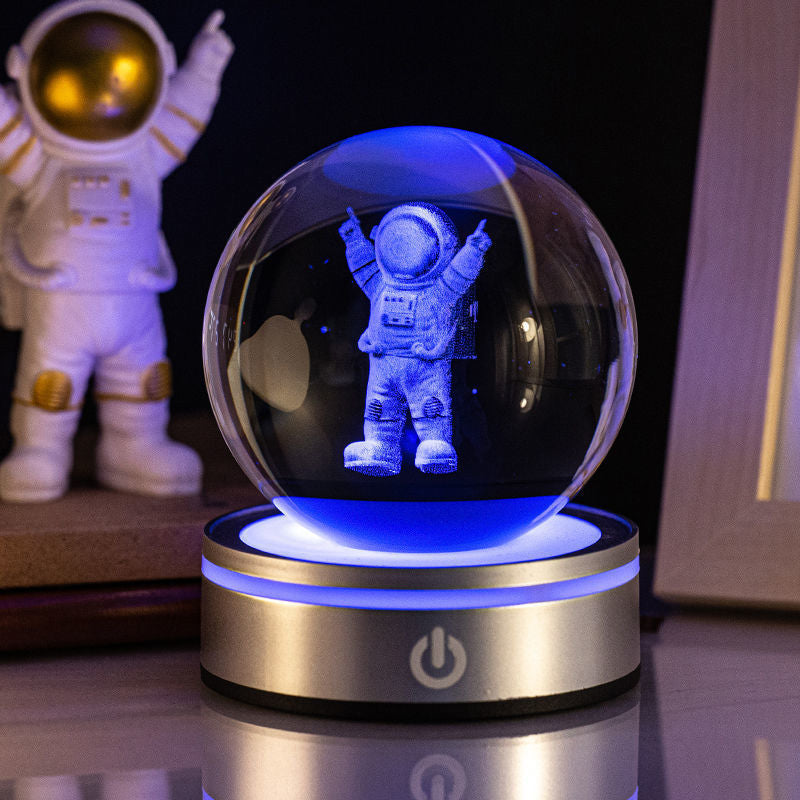 Lámpara Velador Esfera De Cristal 3D Universo Luz LED Gradiente