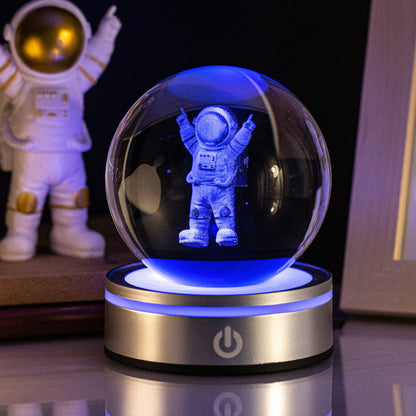 Lámpara Velador Esfera De Cristal 3D Universo Luz LED Gradiente