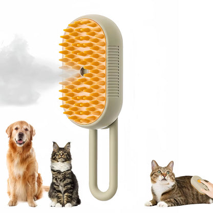 Cepillo Vaporizador 3 En 1 Para Mascotas | Masajeador Y Quita Pelos Eléctrico
