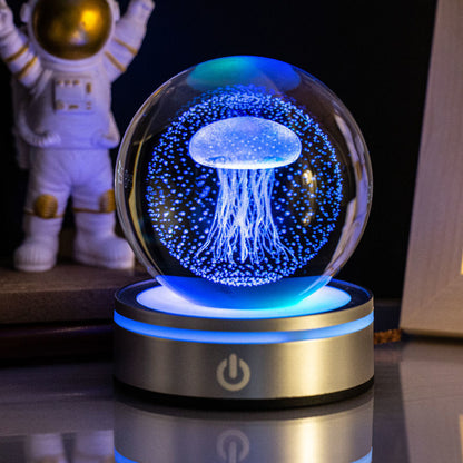 Lámpara Velador Esfera De Cristal 3D Universo Luz LED Gradiente